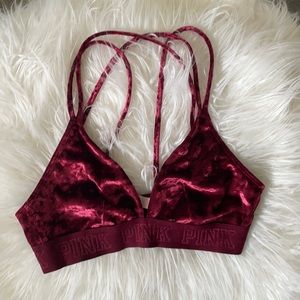 PINK Red Velvet Bralette, Small